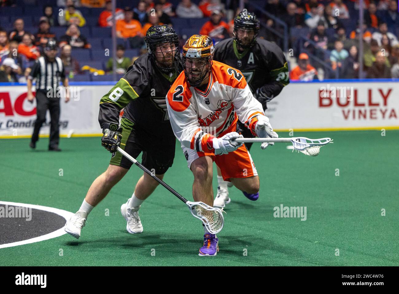 January 13th, 2024 Buffalo Bandits forward Chris Cloutier (2) runs in