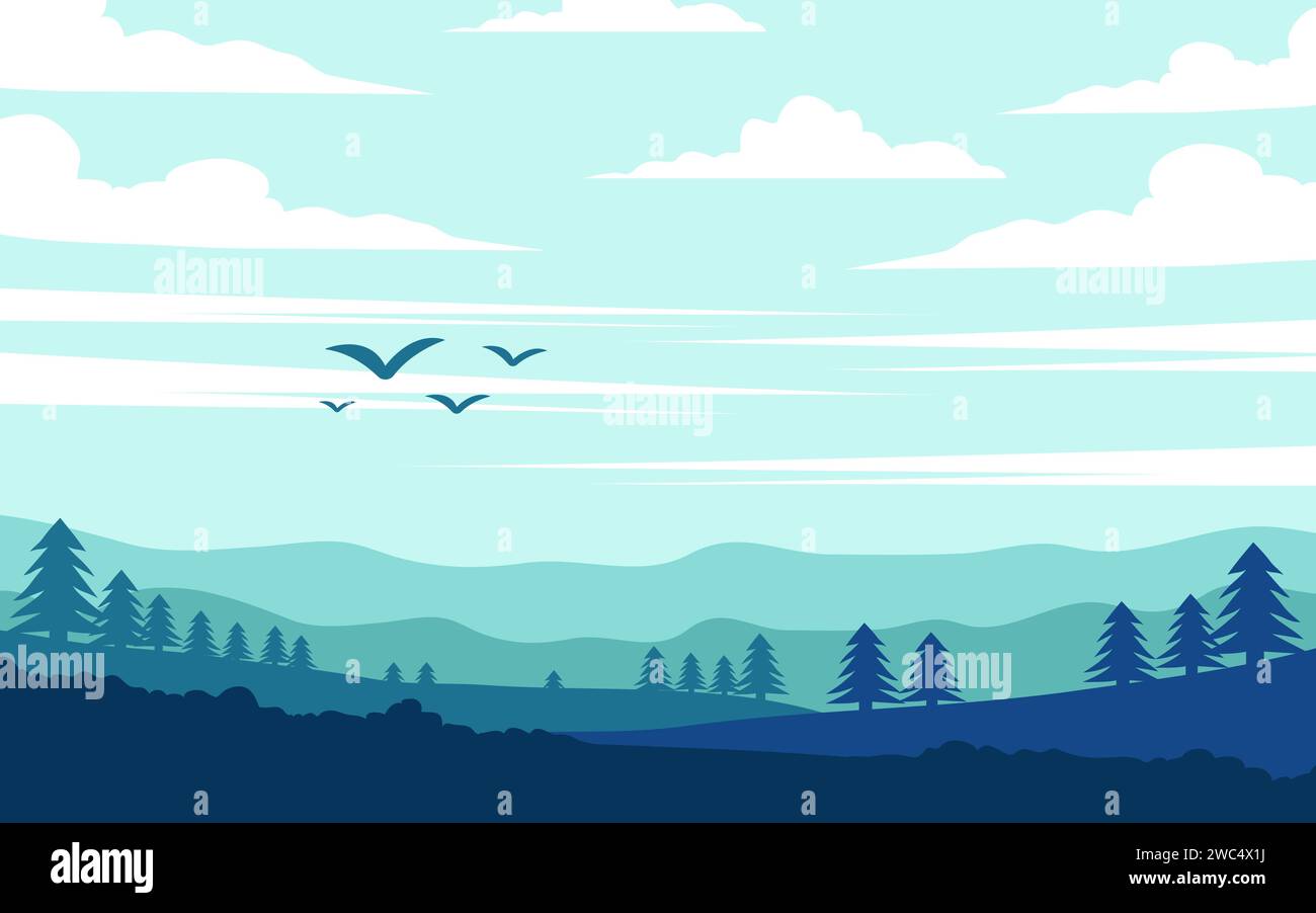 flat landscape nature view mountain illustration Stock Vector Image ...