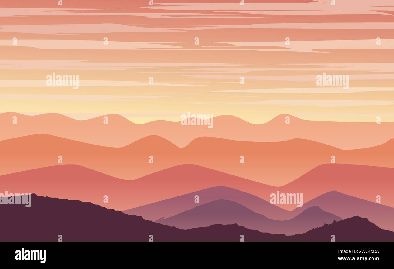 flat landscape nature view mountain illustration Stock Vector Image ...