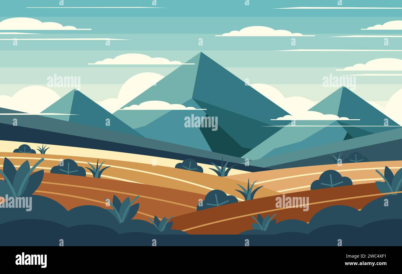 flat landscape nature view mountain illustration Stock Vector Image ...