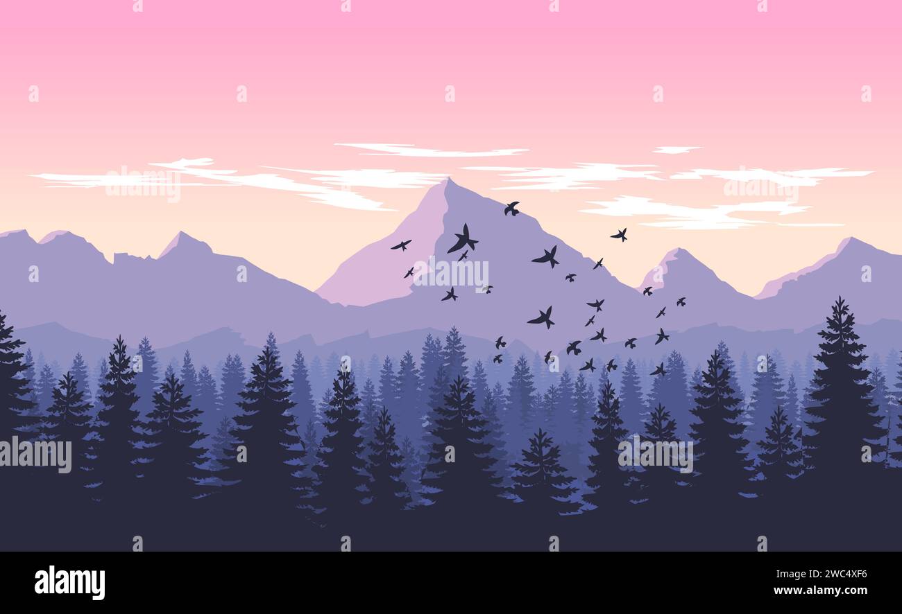 flat landscape nature view mountain illustration Stock Vector Image ...
