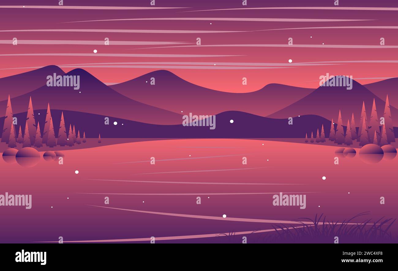 flat landscape nature view mountain illustration Stock Vector Image ...
