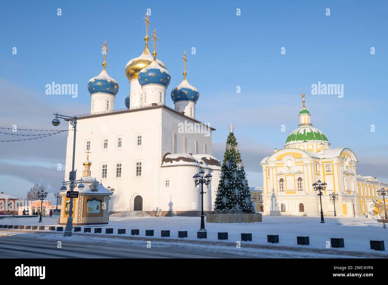 TVER, RUSSIA - JANUARY 07, 2024: Ancient Spaso-Preobrazhensky Cathedral on a sunny January day Stock Photo