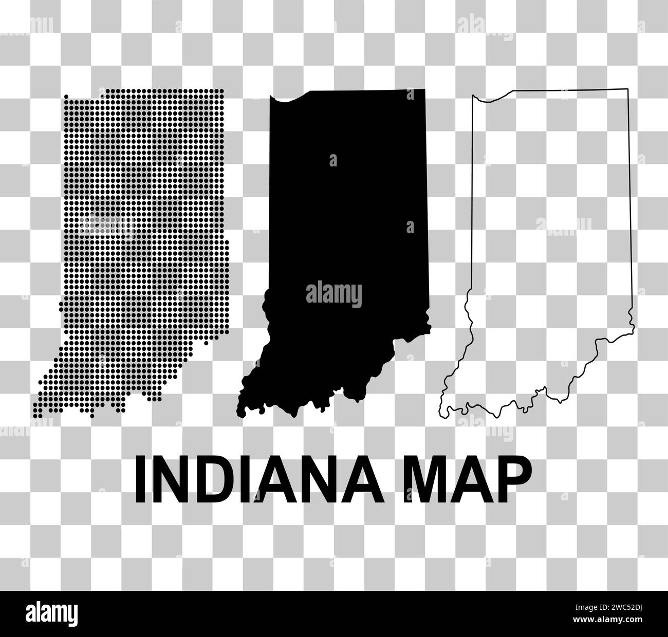 Set of Indiana map, united states of america. Flat concept icon vector ...