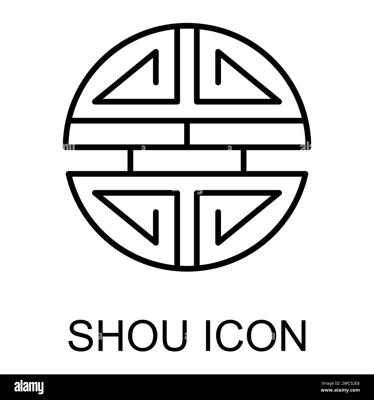 Traditional shou icon, spiritual isolated shu flat symbol, asian vector illustration . Stock Vector