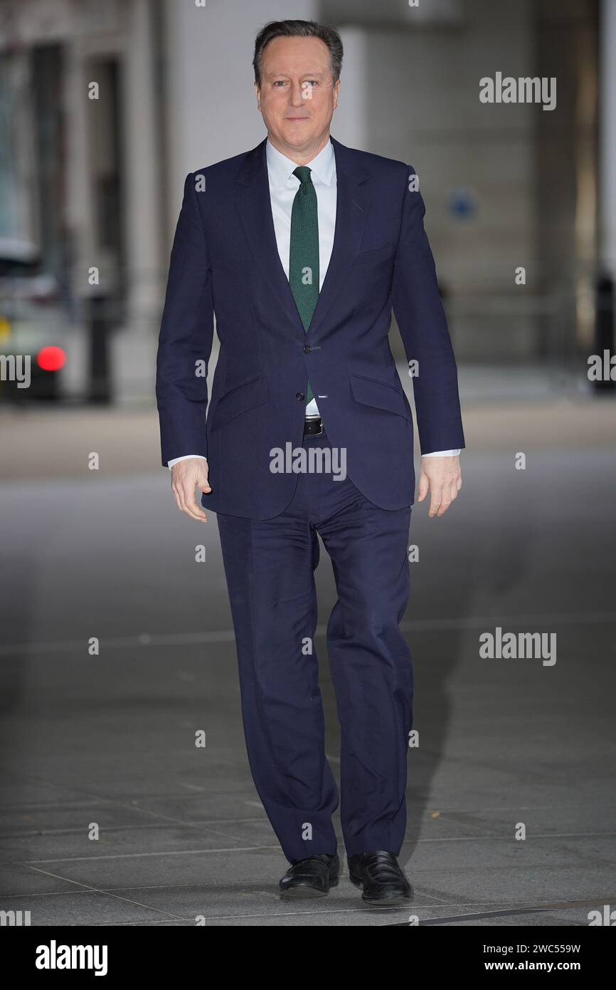 Foreign Secretary Lord David Cameron arrives at BBC Broadcasting House