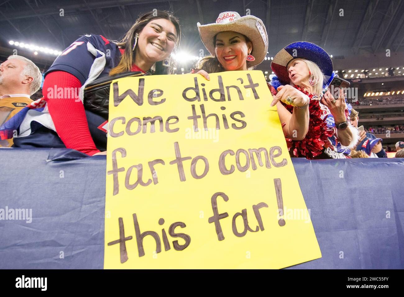 Houston, TX, USA. 13th Jan, 2024. Houston Texans fans during a Wild Card playoff game between the Cleveland Browns and the Houston Texans in Houston, TX. Trask Smith/CSM/Alamy Live News Stock Photo