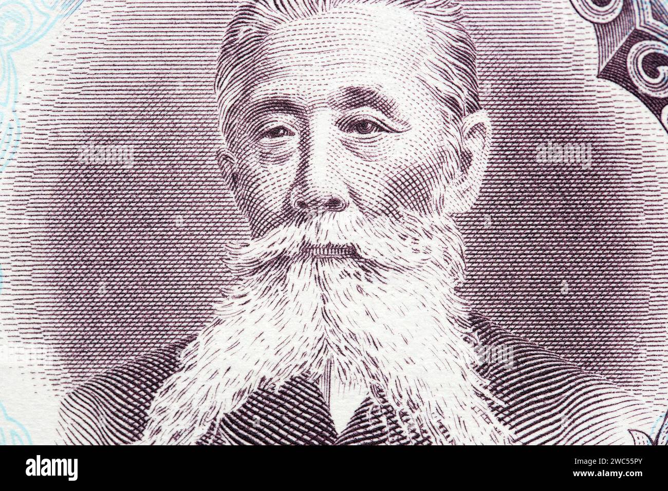 Itagaki Taisuke a closeup portrait from old Japanese money - Yen Stock Photo