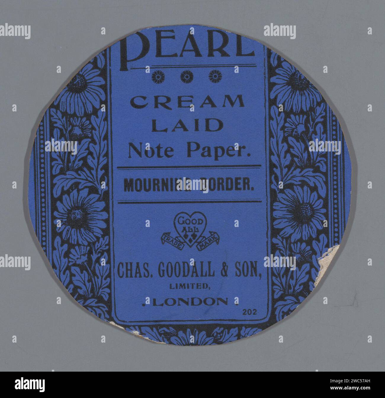 Advertising message for Pearl Cream Laid Paper, Anonymous, c. 1910 - c. 1930 advertisement. photomechanical print   cardboard. paper printing block flowers Stock Photo