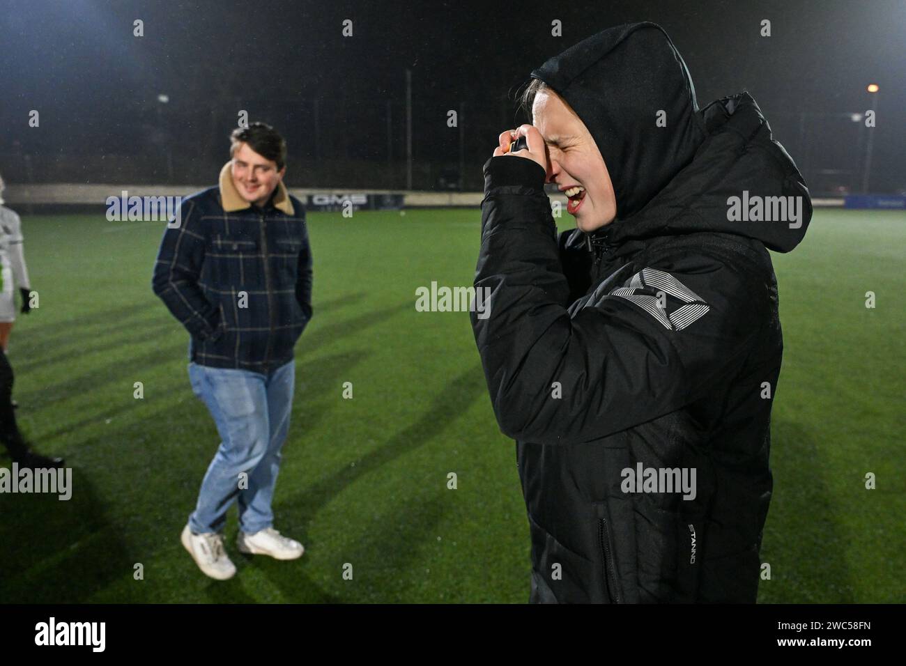 players of OHL pictured celebrating after winning a female soccer game