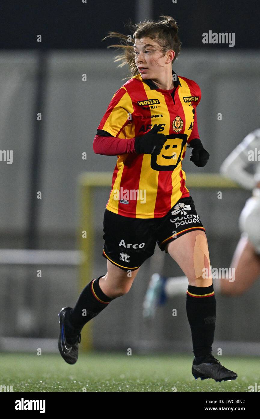 Oud Heverlee, Belgium. 13th Jan, 2024. Isabel Scenevels (20) of KV