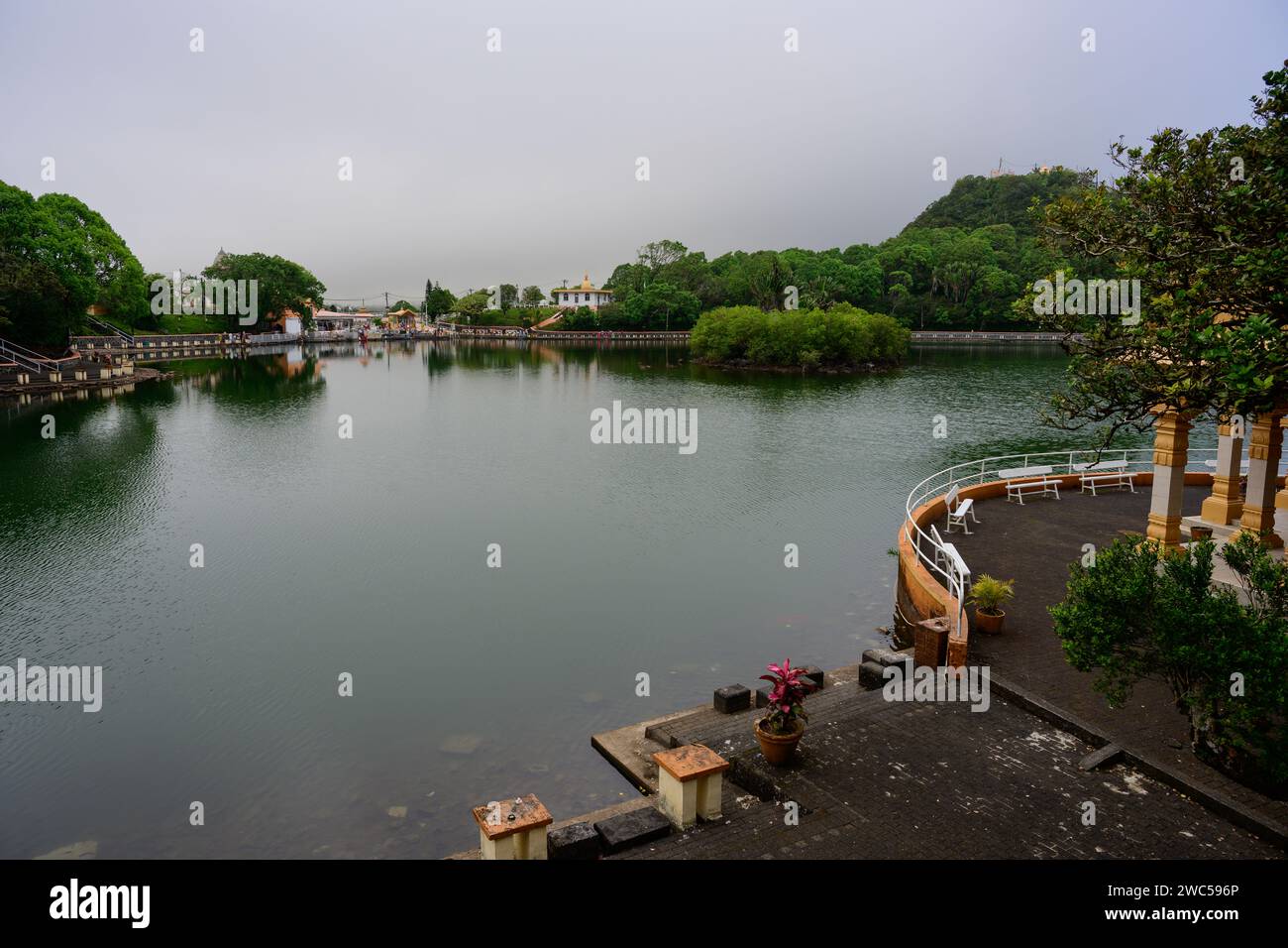 Ganga Talao Sacred Lake and Hindu Temple and Pilgrimage Site in Grand Bassin, Mauritius Stock Photo