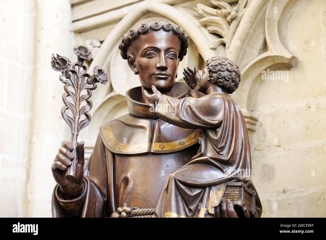 Saintly Bronze: A Sentinel at Ghent Cathedral Stock Photo