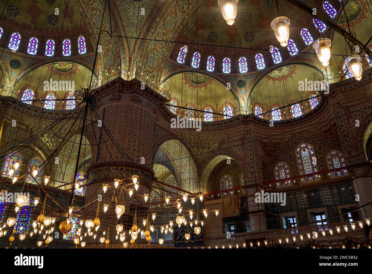 The Sultanahmet Blue Mosque in Istanbul, Turkey interior view Stock ...