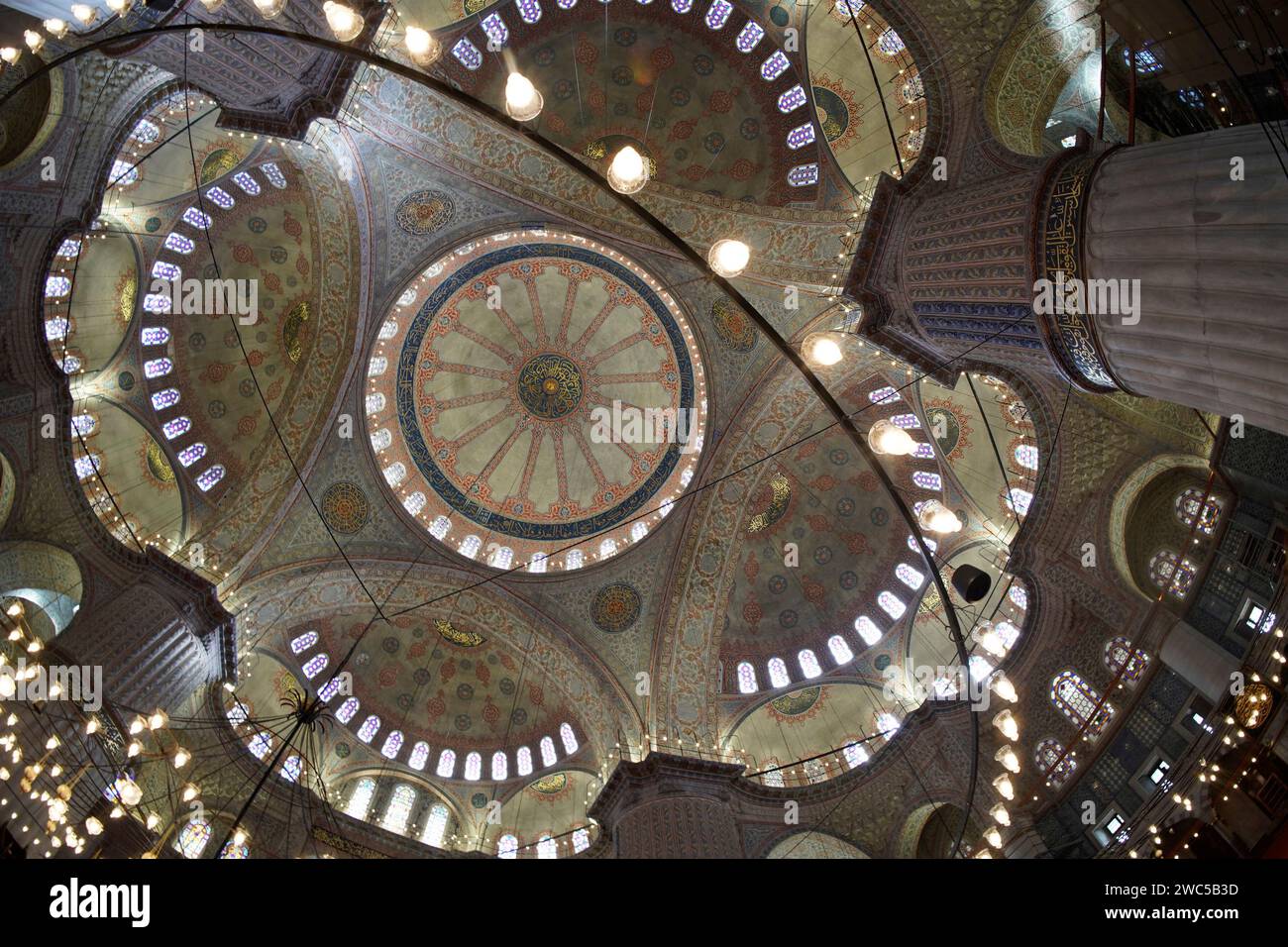 The Sultanahmet Blue Mosque in Istanbul, Turkey interior view Stock ...