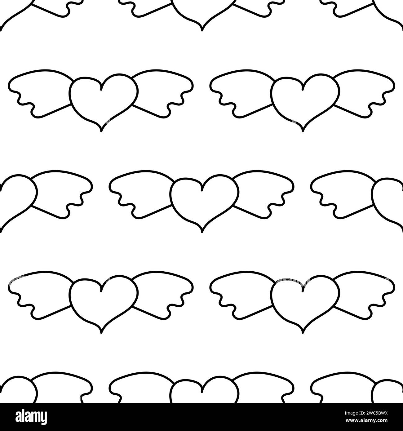 heart wings flying pink blue valentines day love relationship pattern