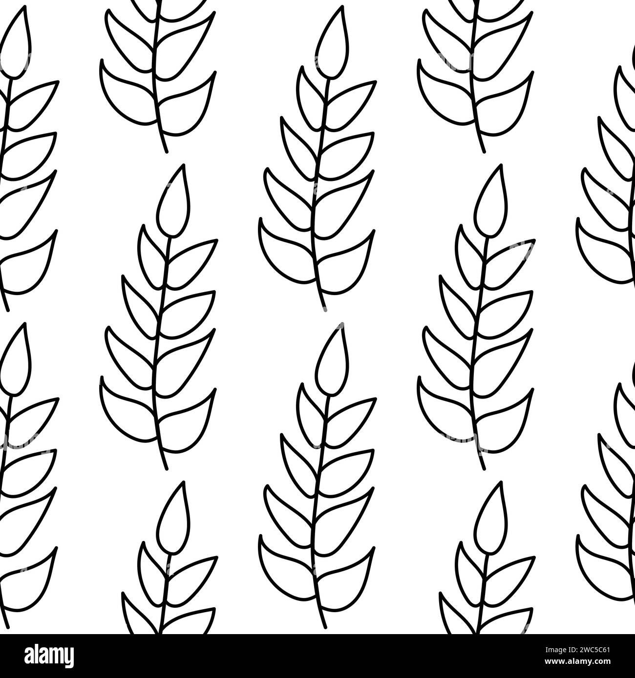 branch leaf flower tree pink plant line doodle vector illustration Stock Vector
