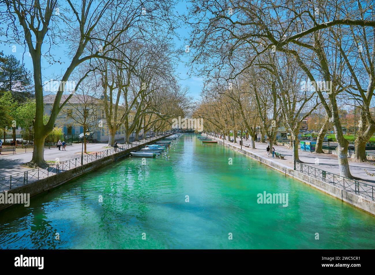 A landscape around Lake Annecy on a sunny day. Lake Annecy is a ...