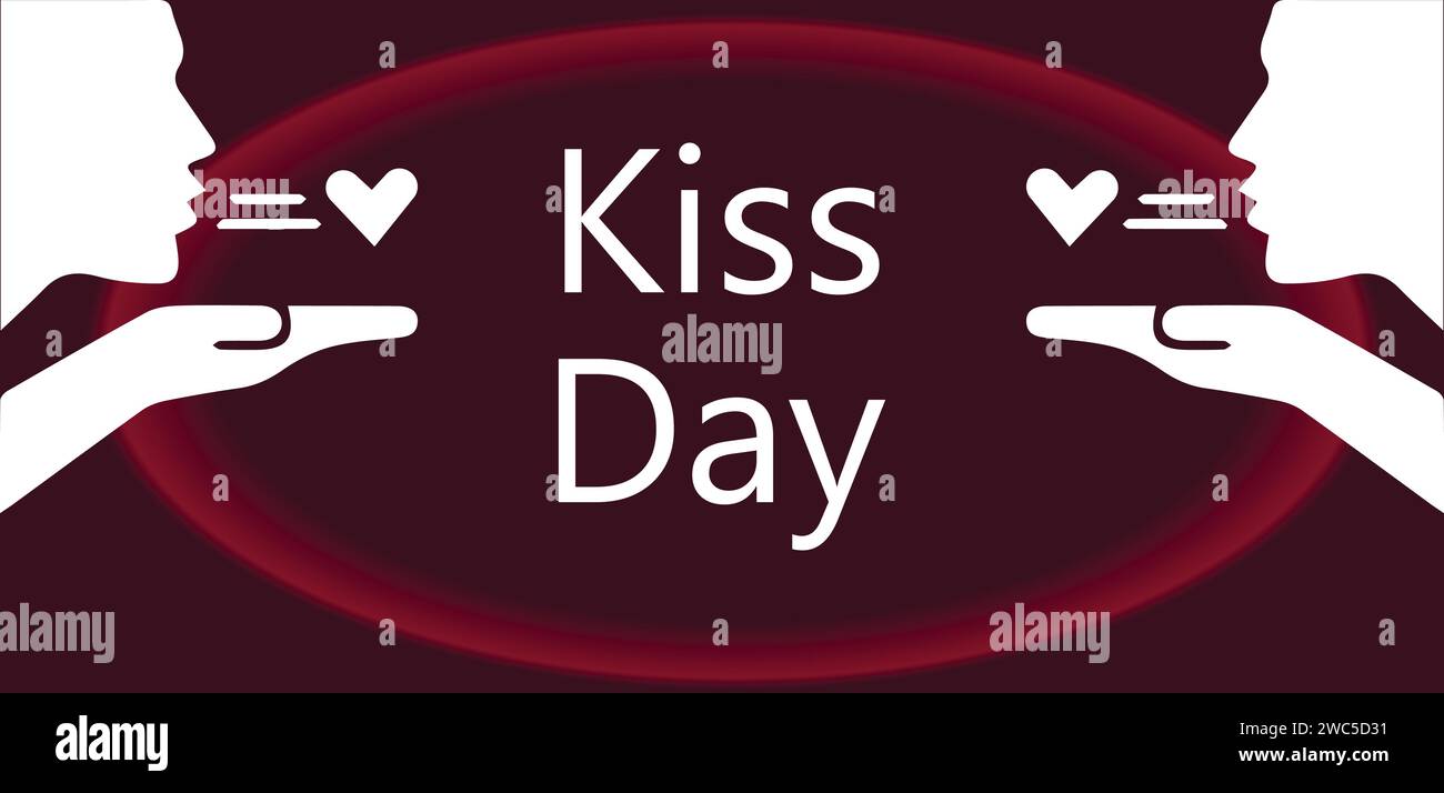 Happy Kiss Day Beautiful Text illustration Design Stock Vector
