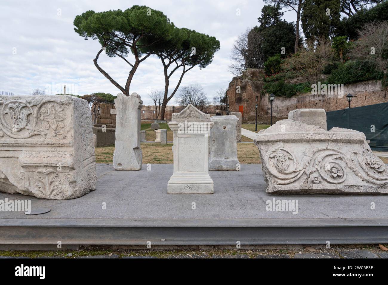 Rome, Italy. 11th Jan, 2024. Carved marble blocks from the Ancient Rome ...