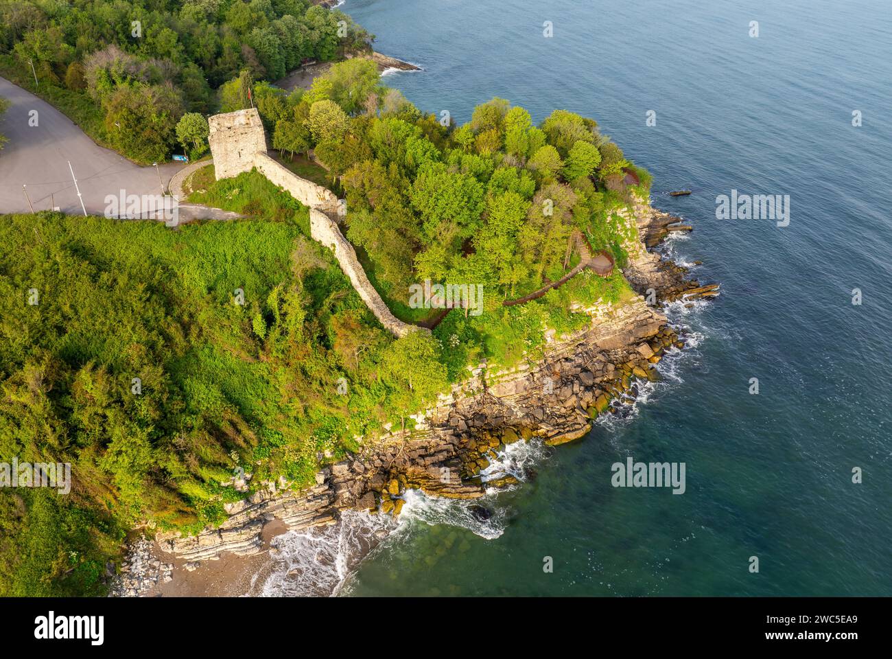 The Ceneviz Castle was built on a cliff located between two bays, 2.5 ...
