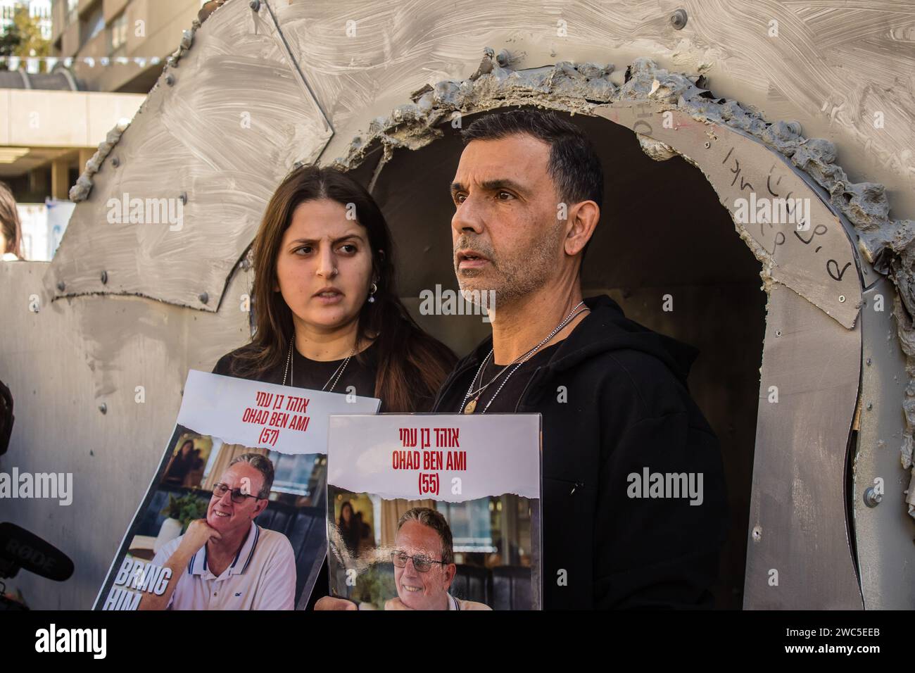 Tel Aviv Israel January 13 2024 Interview With Families Of The   Tel Aviv Israel January 13 2024 Interview With Families Of The Hostages Kidnapped During The Terrorist Attack Of October 7 2023 Reconstruction O 2WC5EEB 