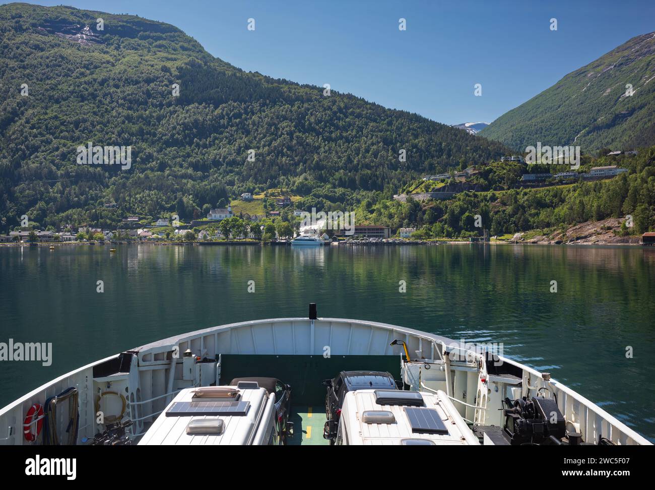 Hellesylt, Norway, June 26, 2023 The 65minute ferry between Geiranger and Hellesylt passes