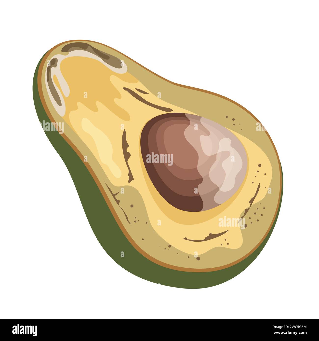 Spoiled avocado fruit. Rotten food product, organic food waste cartoon vector illustration Stock Vector