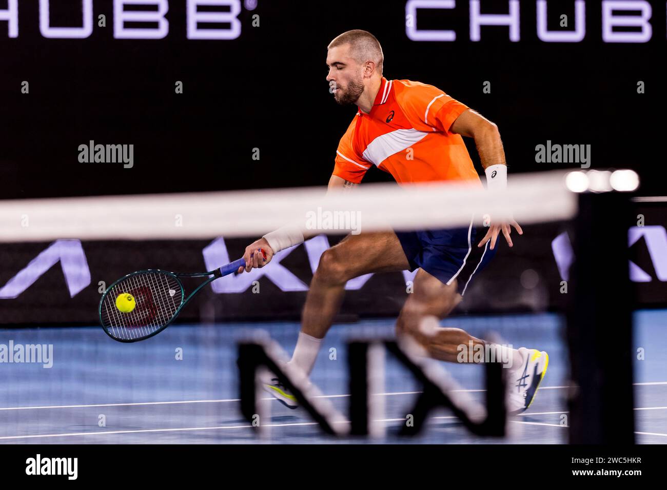 MELBOURNE, VIC - JANUARY 14: Borna Coric of Croatia in action during ...