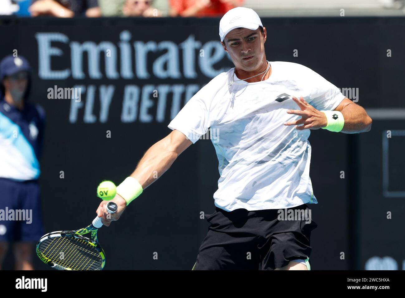 Melbourne Park, Melbourne, Victoria, Australia. 14th Jan, 2024. Australian Open Tennis Championship Day 1; Adam Walton (USA) in action during his round one singles match against Matteo Arnaldi (ITA) Credit: Action Plus Sports/Alamy Live News Stock Photo