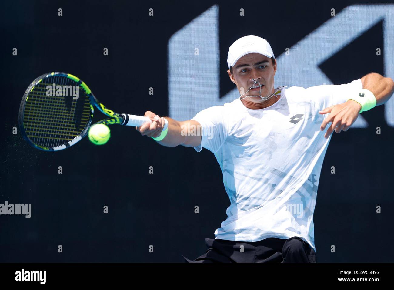 Melbourne Park, Melbourne, Victoria, Australia. 14th Jan, 2024. Australian Open Tennis Championship Day 1; Adam Walton (USA) in action during their round one singles match against Matteo Arnaldi (ITA) Credit: Action Plus Sports/Alamy Live News Stock Photo