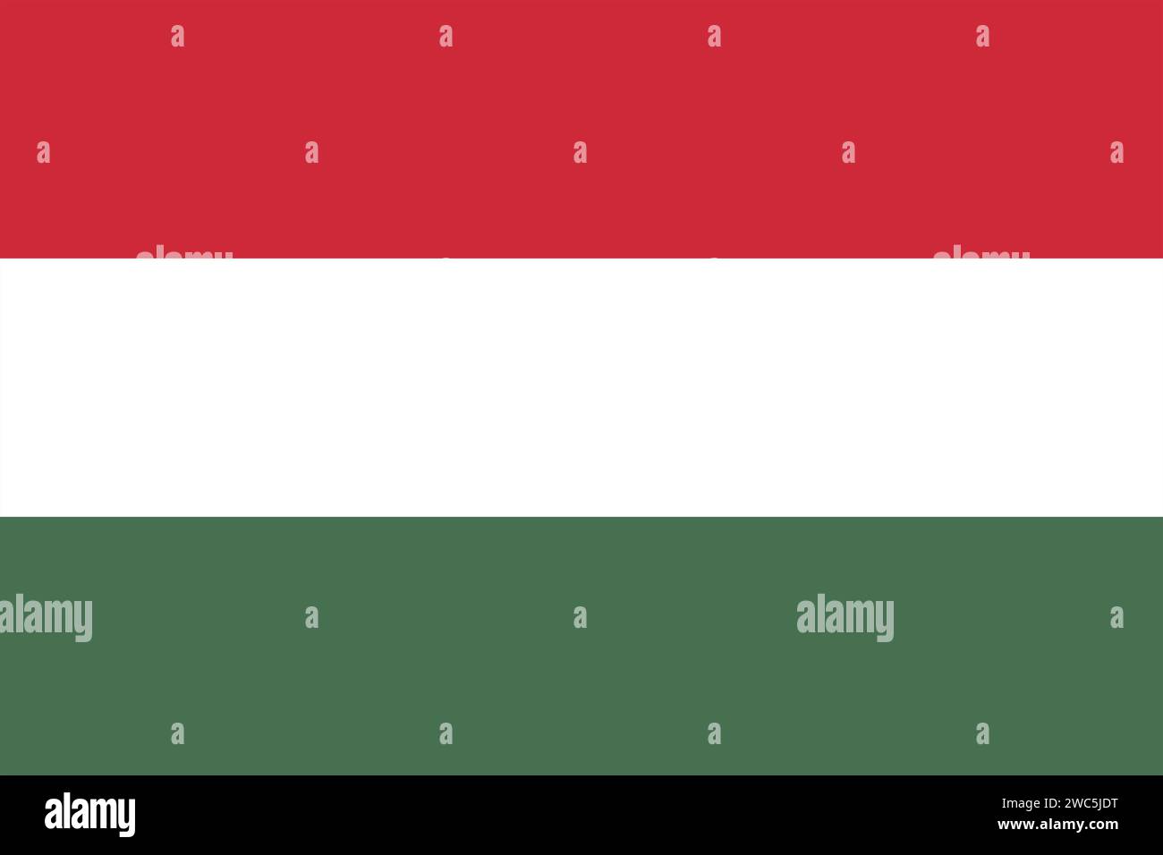The national flag of Hungary background with the correct official colours which is a tricolour of horizontal bands of red, white and green Stock Photo