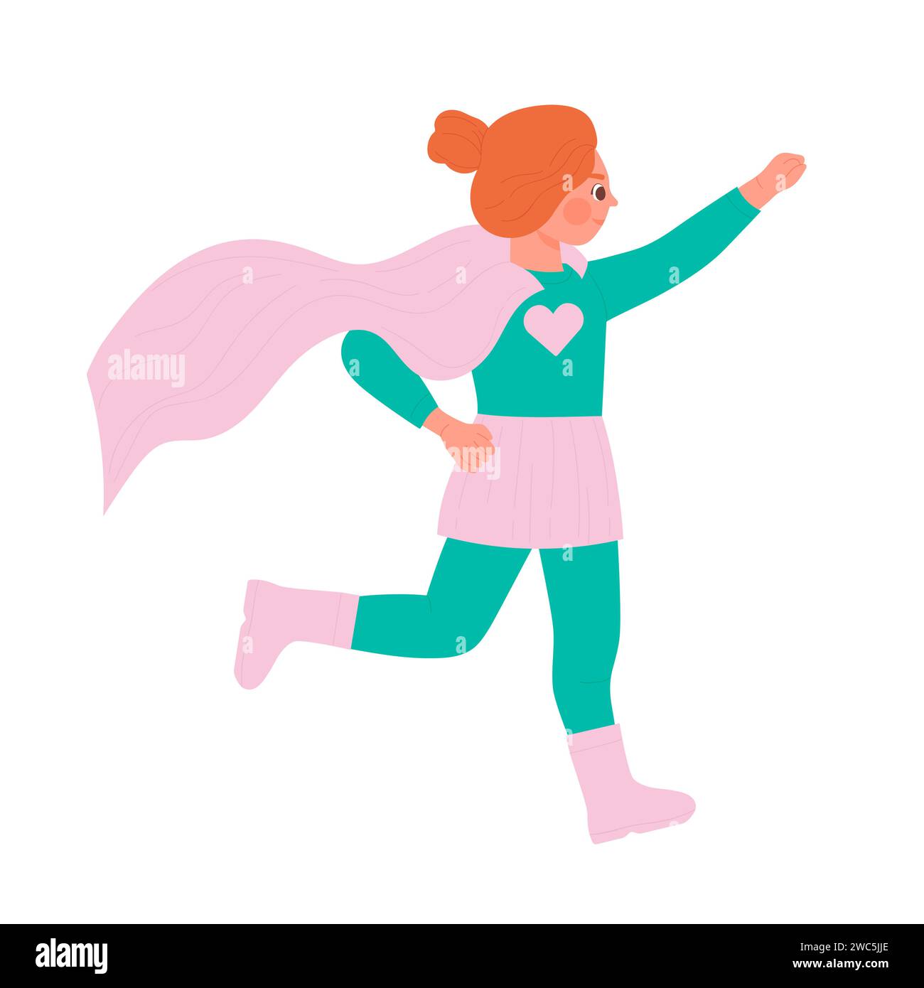 Cute girl in superhero clothes. Kids superheroes party, carnival