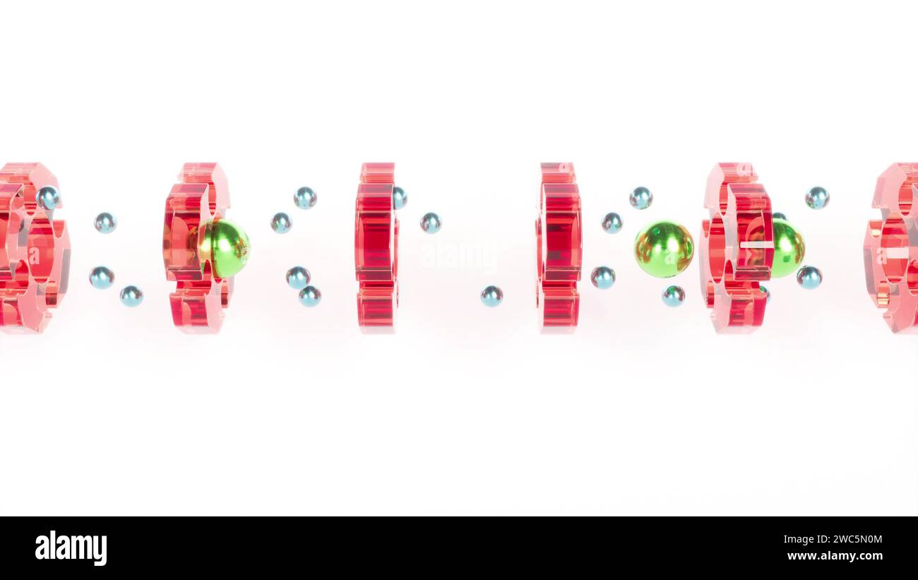 Simply motion graphic spheres glass intro 3d render Stock Photo