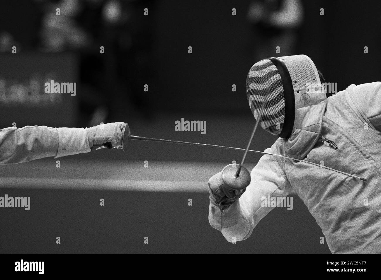 Paris, France. 13th Jan, 2024. Fencing Match (FOIL) during the Mazars