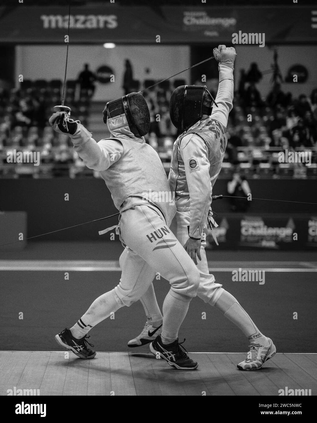 Paris, France. 13th Jan, 2024. Fencing Match (foil) between Savin