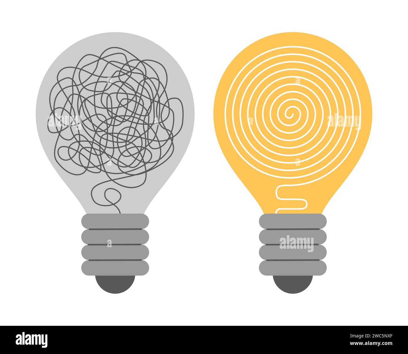 Light bulb bright versus broken. Dark electric lamp with