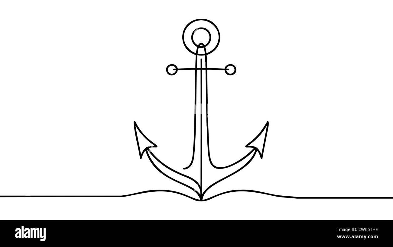 Continuous line drawing of anchor. Anchor linear icon. One line drawing  background. Vector illustration. Anchor continuous line icon Stock Vector  Image & Art - Alamy