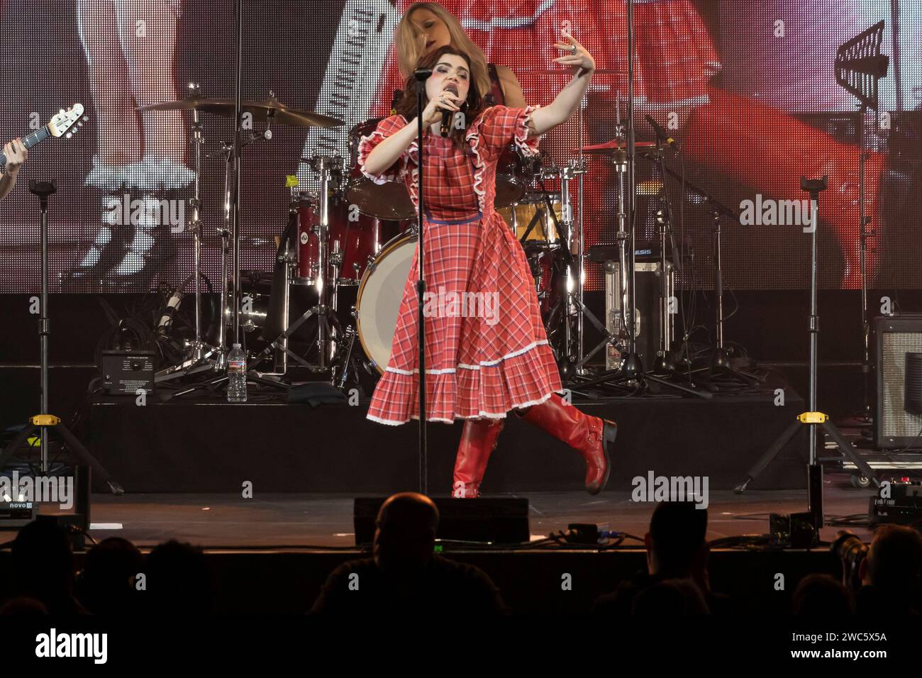 Abigail Morris, Emily Roberts and Rebekah Rayner of The Last Dinner Party  perform onstage at 2024 iHeartRadio ALTer EGO presented by Capital One at  The Honda Center in Anaheim, CA on January