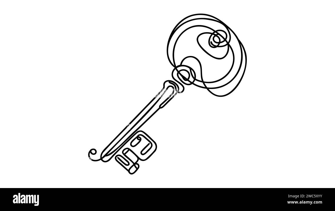 Key one line continuous drawing. Home key continuous one line ...