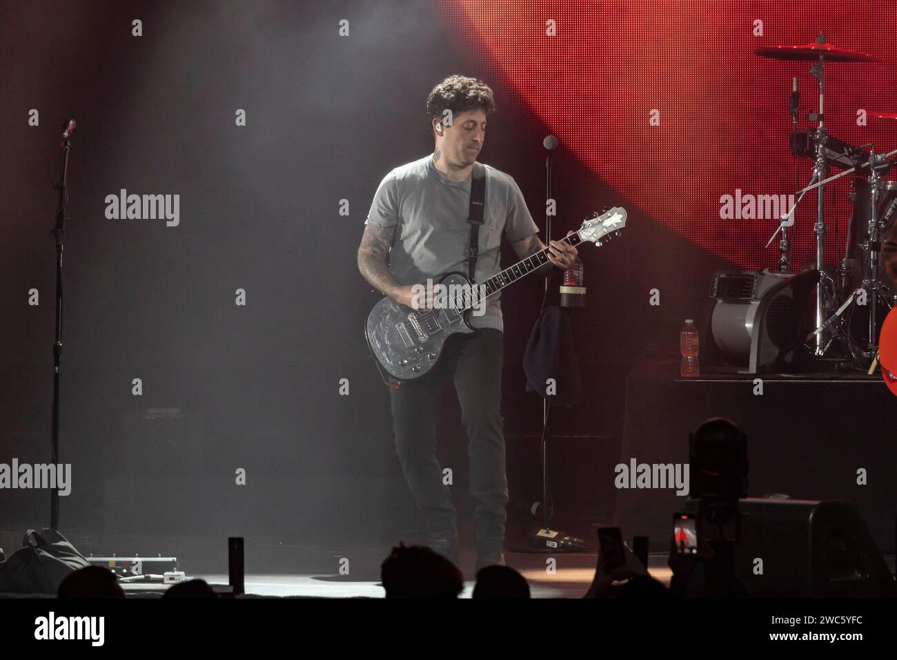 Anaheim, USA. 14th Jan, 2024. Joe Trohman of Fall Out Boy performs