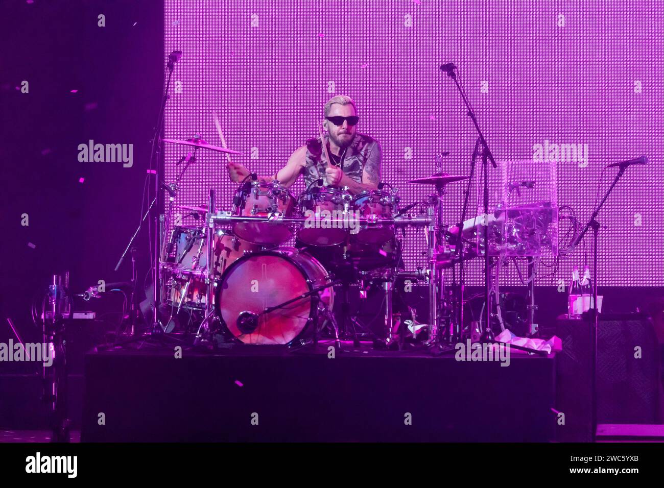 Anaheim, USA. 13th Jan, 2024. Shannon Leto of Thirty Seconds to Mars