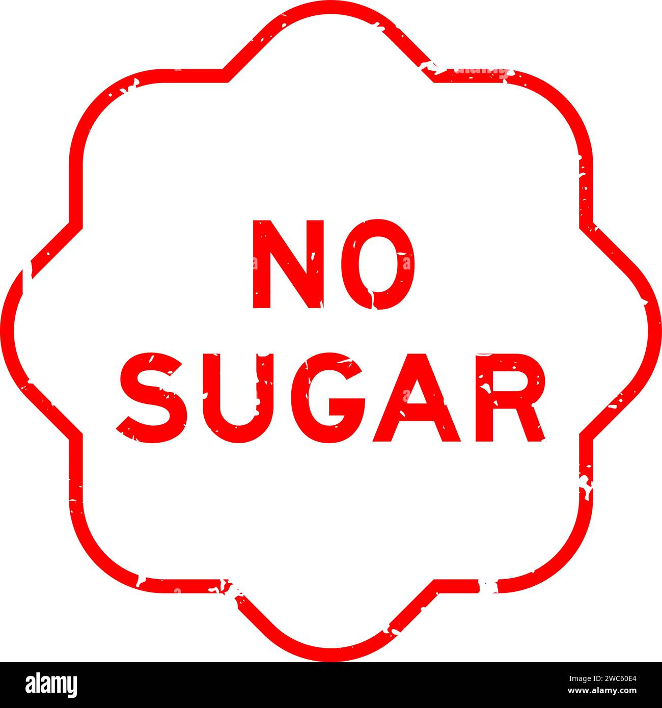 Grunge red no sugar word rubber seal stamp on wthie background Stock Vector