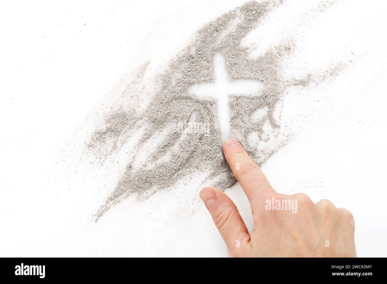 Cross made of ashes, Ash Wednesday, Lent season abstract background Stock Photo Alamy