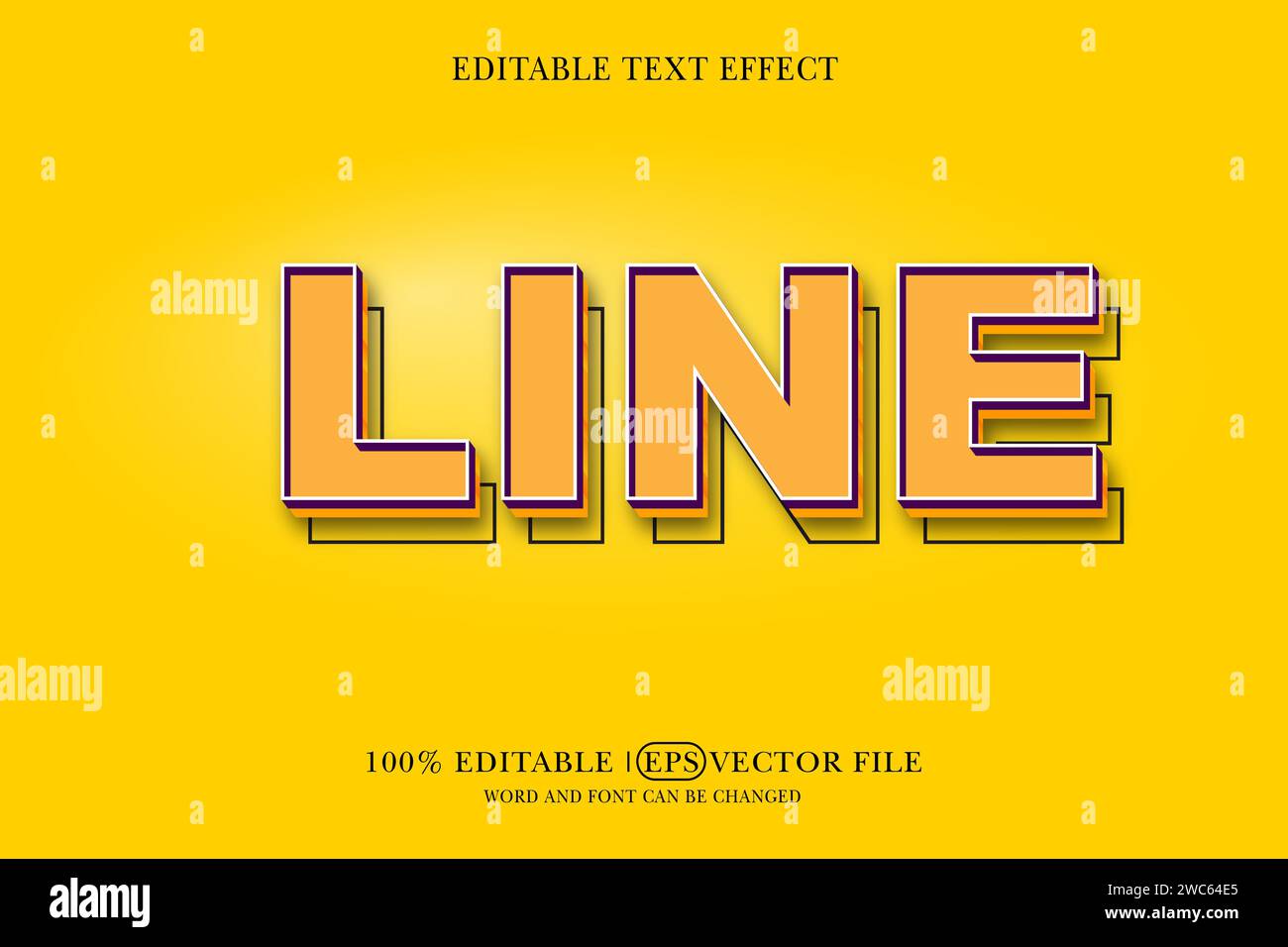 Line title background Editable text effect, 3d text template, Stock Vector