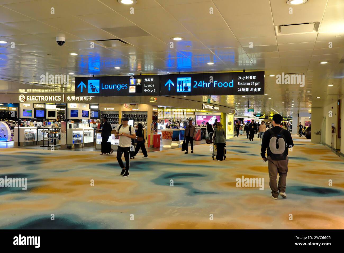 Interior view of Terminal 2, Duty Free Shops, Changi Airport Singapore, Singapore Stock Photo