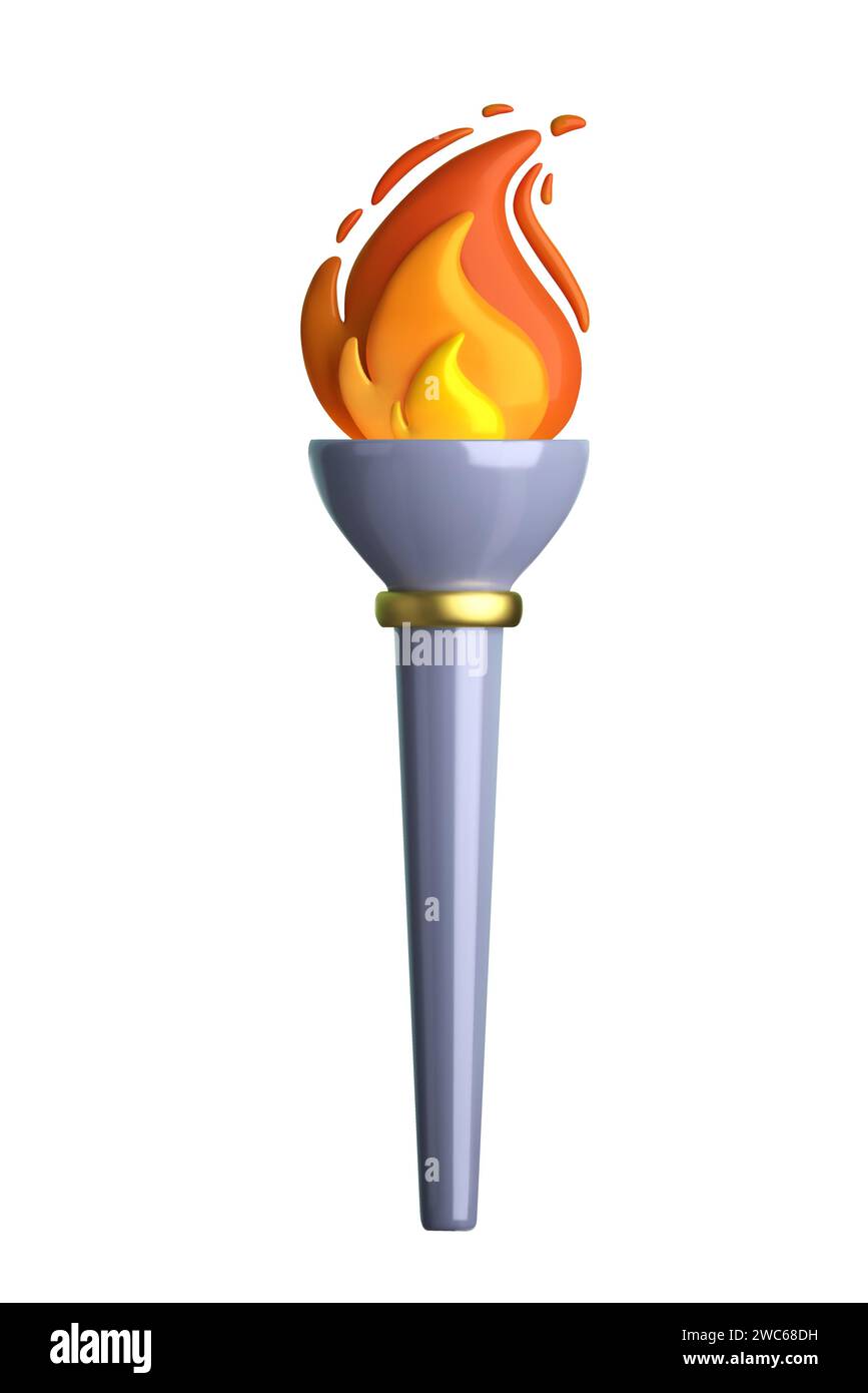 3D olympic torch with burning fire. Vector illustration Stock Vector