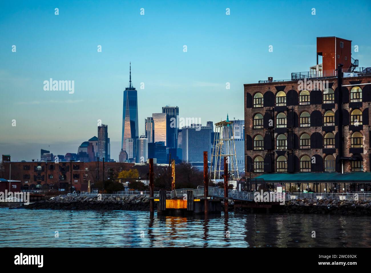 Manhattan view from Red Hook pier, Brooklyn, New York Stock Photo Alamy