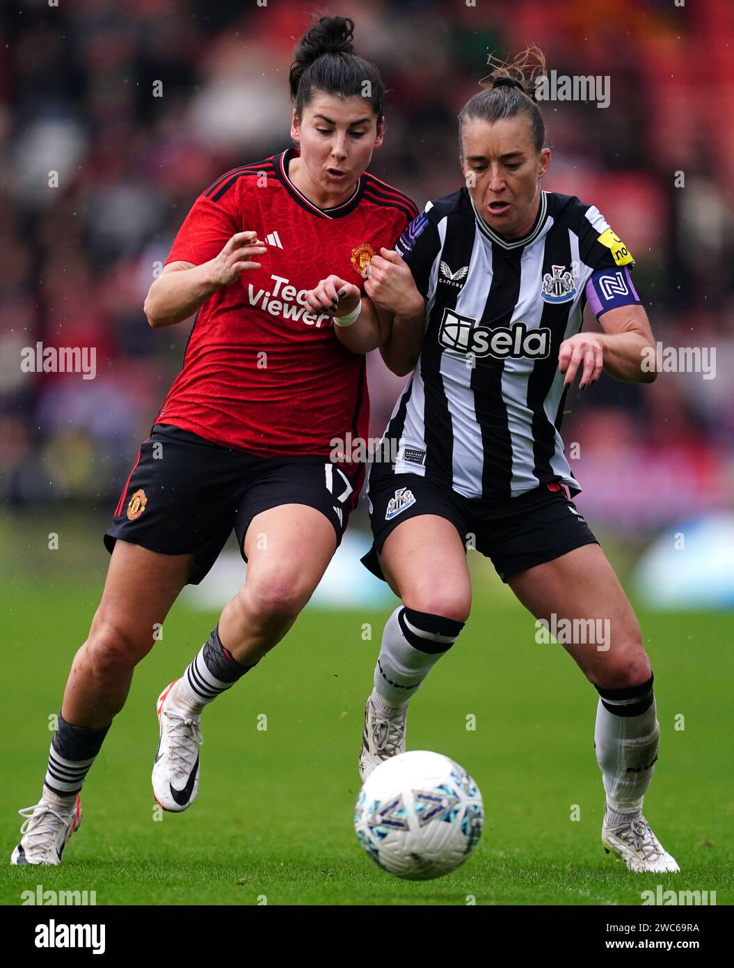 Manchester United's Lucia Garcia (left) and Newcastle United's Amber