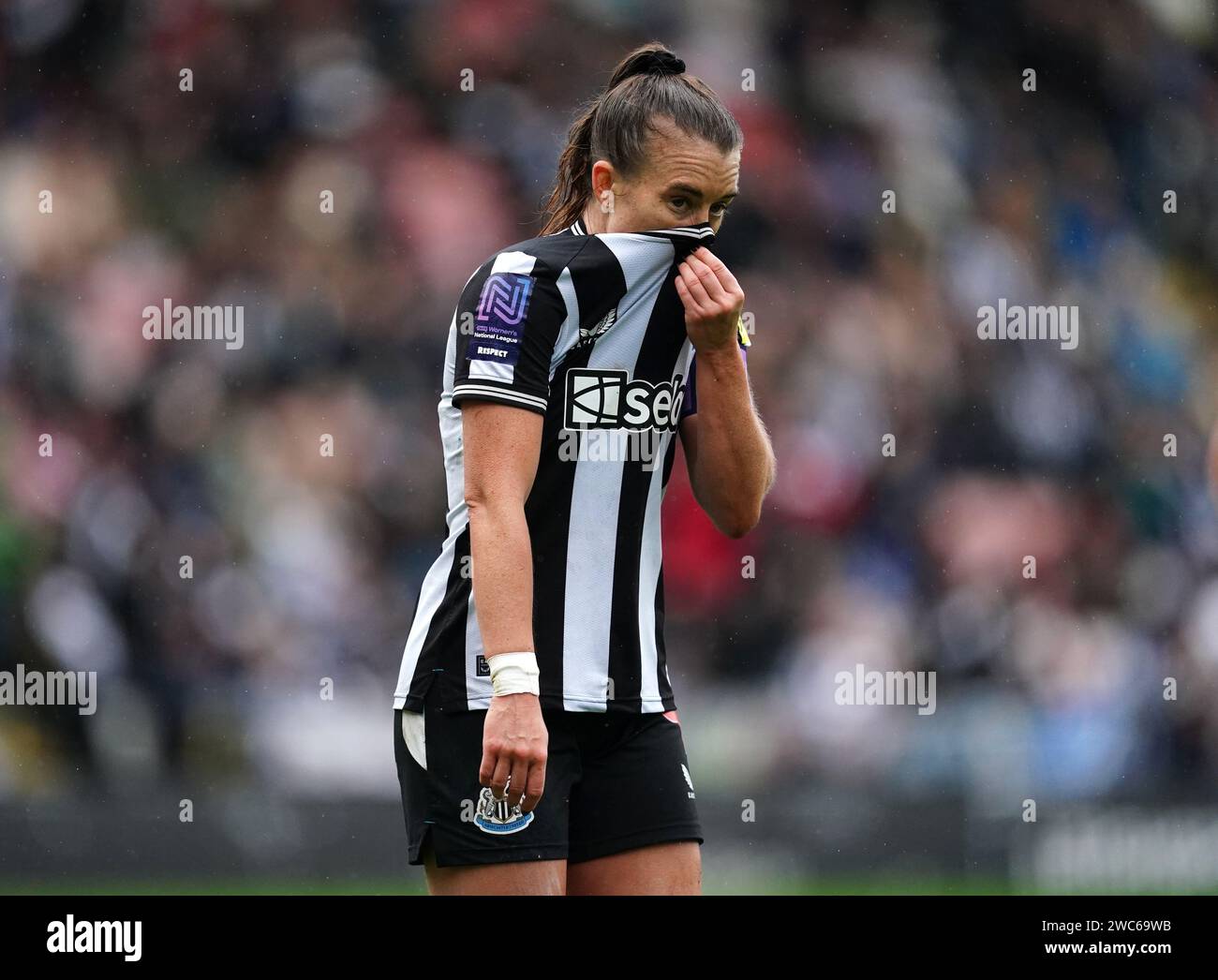 Newcastle United's Amber-Keegan Stobbs dejected during the Adobe Women's FA Cup fourth round match at the Leigh Sports Village Stadium, Manchester. Picture date: Sunday January 14, 2024. Stock Photo